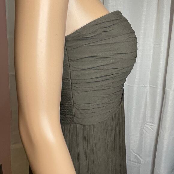 Jenny Yoo Collection Brown Silk Ruched Strapless Formal Evening Gown 10 - Picture 8 of 16